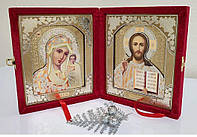 Свадебные иконы в красной бархатной рамке-книжке "Лики святых" мод. № 6