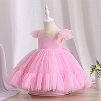 Детское нарядное платье пышное с фатином - розовое 110 см