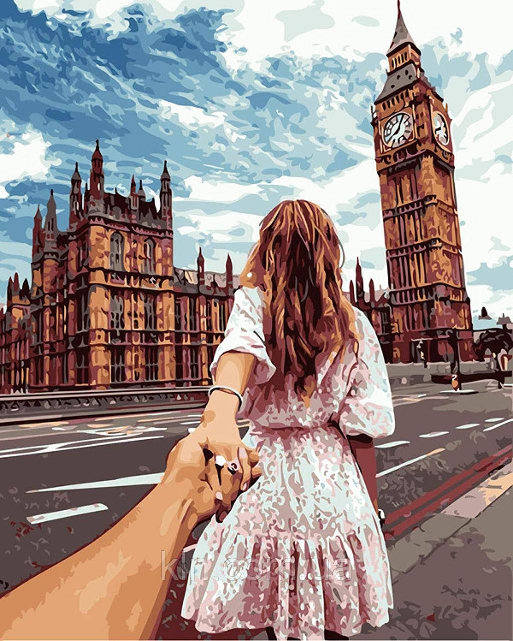 Алмазна вишивка на підраміннику слідуй за мною. Лондон 50 х 40 см (арт. TN1148), фото 1