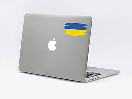 Патріотична наклейка на ноутбук / планшет "Прапор України (мазки фарби, рваний)" 10х5 см