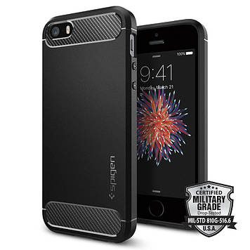 Чохол Spigen для iPhone SE/ 5S/ 5 — Rugged Armor, Black (041CS20167)