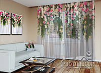 3D - Фото Тюль "Ламбрекены из роз", высота - 2,86м, ширина - 2,02м (2 полотна 1,01м), тесьма