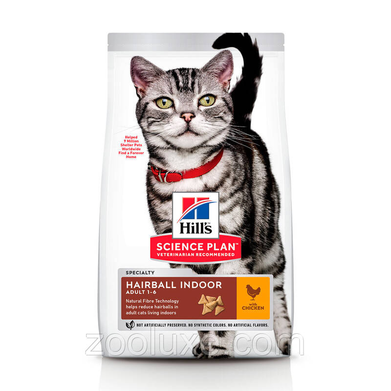 Hill's Adult Hairball Indoor Chicken 300 г - корм для дорослих котів з куркою