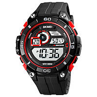 Наручные электронные часы с таймером Skmei 1756 водонепроницаемые 100m. Чёрный с красным.