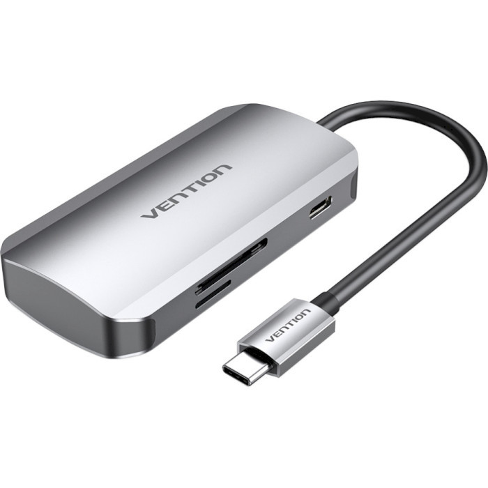 USB-хаб VENTION 6-in-1 USB-C to USB3.0x3/SD/TF/PD Grey (TNHHB)
