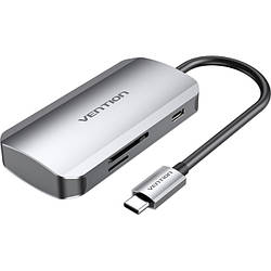 USB-хаб VENTION 6-in-1 USB-C to USB3.0x3/SD/TF/PD Grey (TNHHB)