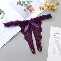 Еротичні трусики жіночі з розрізом універсальний фіолетовий