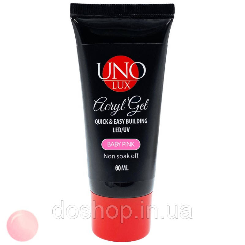 Полігель, акрилгель для нарощування нігтів UNO LUX BABY PINK 60мл