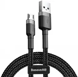 Кабель зарядний Baseus USB Cabel to micro USB Cafule 2 м Black/ Grey (CAMKLF-CG1)