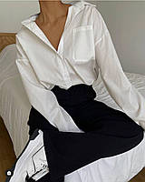 Базовая однотонная женская коттоновая рубашка (белая и голубая) 42-44 и 44-46 размеры