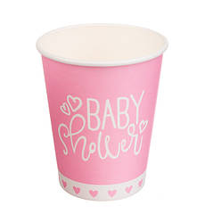 Одноразові склянки "Baby shower", 10 шт., 200 мл., колір - рожевий
