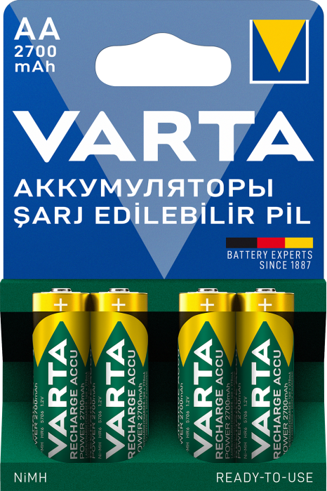 Аккумулятор AA Ni-MH 2700 мАh 1.2V VARTA RECHARGEABLE ACCU POWER BLI4