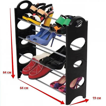 Полиця для взуття стійка для зберігання взуття Shoe Rack 4 полиці, фото 1