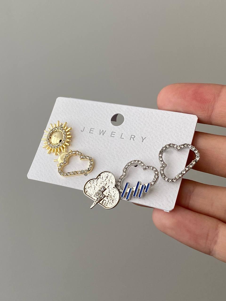 Набір сережок Хлака, що не темніє біжучерія, сережки на кожен день, у золотистому і сріблястому кольорі