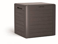 Ящик для хранения WOODEBOX 140 л, сундук пластиковый большой с ручкой и петлями для замка, коричневый