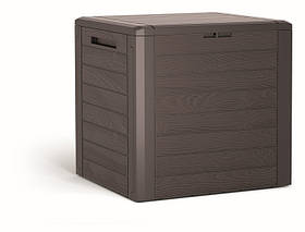 Ящик для зберігання WOODEBOX 140 л, скриня пластикова велика з ручкою та петлями для замку, коричнева