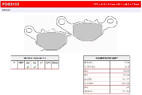 Мотоколодки FDB2133EF аналог BREMBO 007036 /TRW MCB671/ EBC FA230/Braking BR/SBS 702