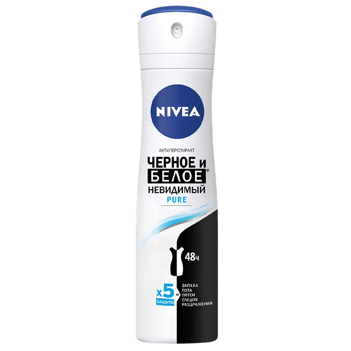 Дезодорант-антиперспірант Nivea Deo Pure спрей Невидимий захист для чорного та білого 150 мл