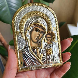 Ікона в сріблі Богоматір Казанська открытй лик, розмір 1L ORO - (60 x 85)