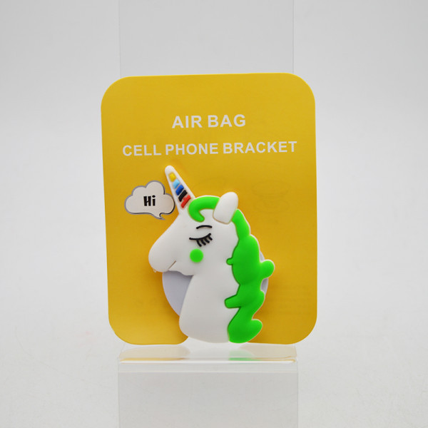 Універсальний тримач для телефона PopSocket (попсокет) Self Adhesive Smiling Face Unicorn Green Єдиноріг