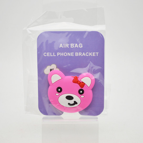 Універсальний тримач PopSocket (попсокет) Self Adhesive Smiling Face Bear Pink