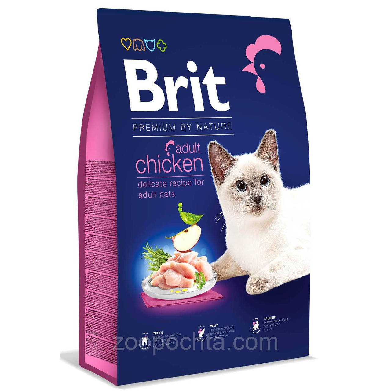 Сухий корм Brit Premium by Nature Cat Adult Chicken для дорослих котів з куркою 8 КГ