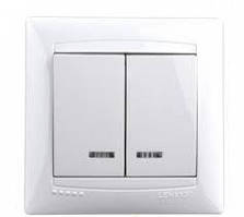 Вимикач 2-й + LED підсвічування LEMANSO Сакура білий LMR1007 (арт. LMR1007)