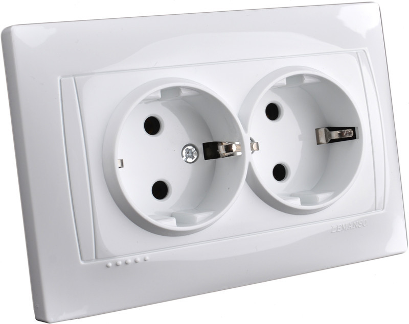 Розетка 2 із заземленням LEMANSO Сакура біла LMR1023 (арт. LMR1023), фото 1