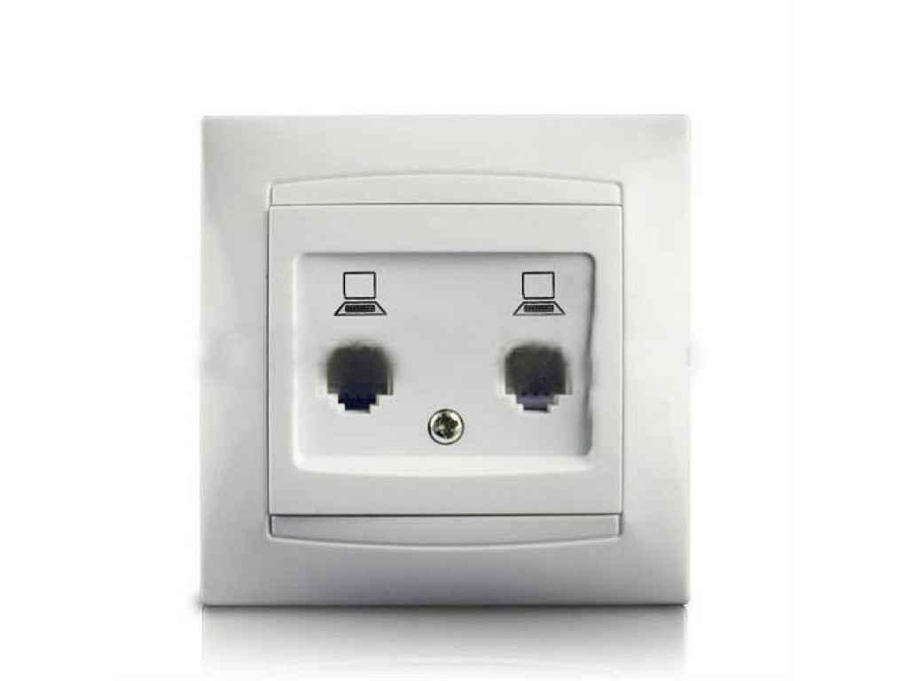 Розетка комп'ютерна 2 LEMANSO Сакура біла LMR1029 (арт. LMR1029), фото 1