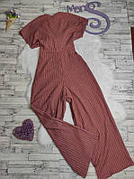 Женский летний комбинезон Pull&Bear терракотового цвета полосатый с открытой спинкой 44 размер