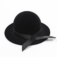 Футляр круглий капелюх чорний оксамит для ювелірних виробів під кільце або прикраси розмір 4Х7Х7 см