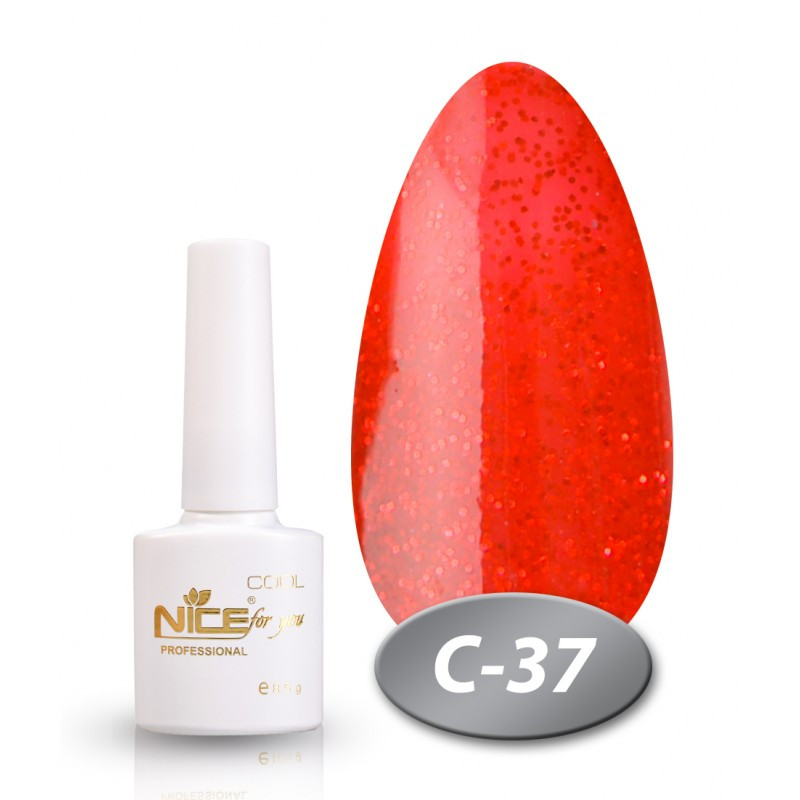Гель-лак Nice for You COOL C-037 красный с блестками 8,5 мл