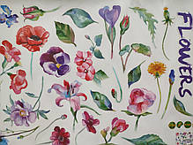 Наклейка на стіну, вікна, в салон краси "Watercolor Flowers Квіти" 35*53см (лист30*60см), фото 2