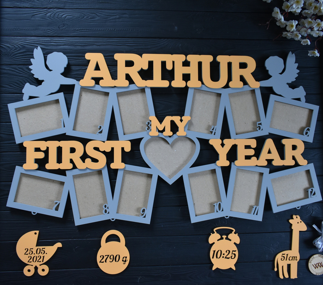 Дитяча фоторамка – метрика "My first year" на 13 рамок. Мій перший рік, фото 1