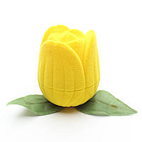 Футляр тюльпан із пелюстками круглий жовтий оксамит для ювелірних виробів під кільце прикраси розмір 6Х5Х5 см