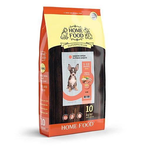 Home Food PUPPY MINI Сухий корм для цуценят Індичка та лосось, Здорова шкіра та блиск шерсті 10кг