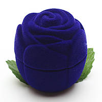 Футляр троянда маленька круглий синій оксамит для ювелірних виробів під кільце або прикраси розмір 4Х5Х4 см