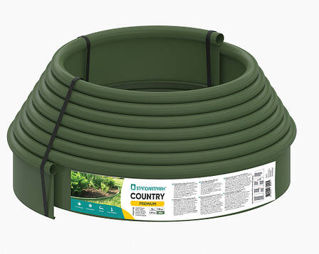Бордюр садовий пластиковий Country Premium H110 оливковий 10 м, Бордюрна стрічка для клумб., фото 1