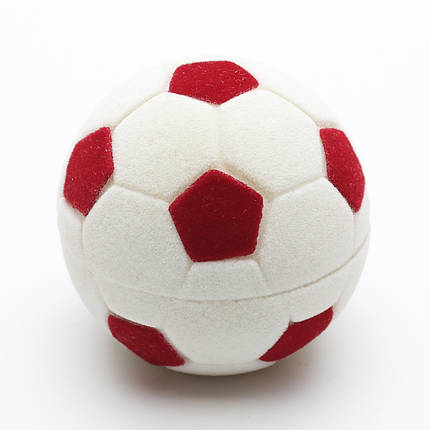 Футляр м'яч круглий білий-червоний бархат для ювелірних виробів під кільце або прикраси розмір 5Х5 x5 см, фото 2