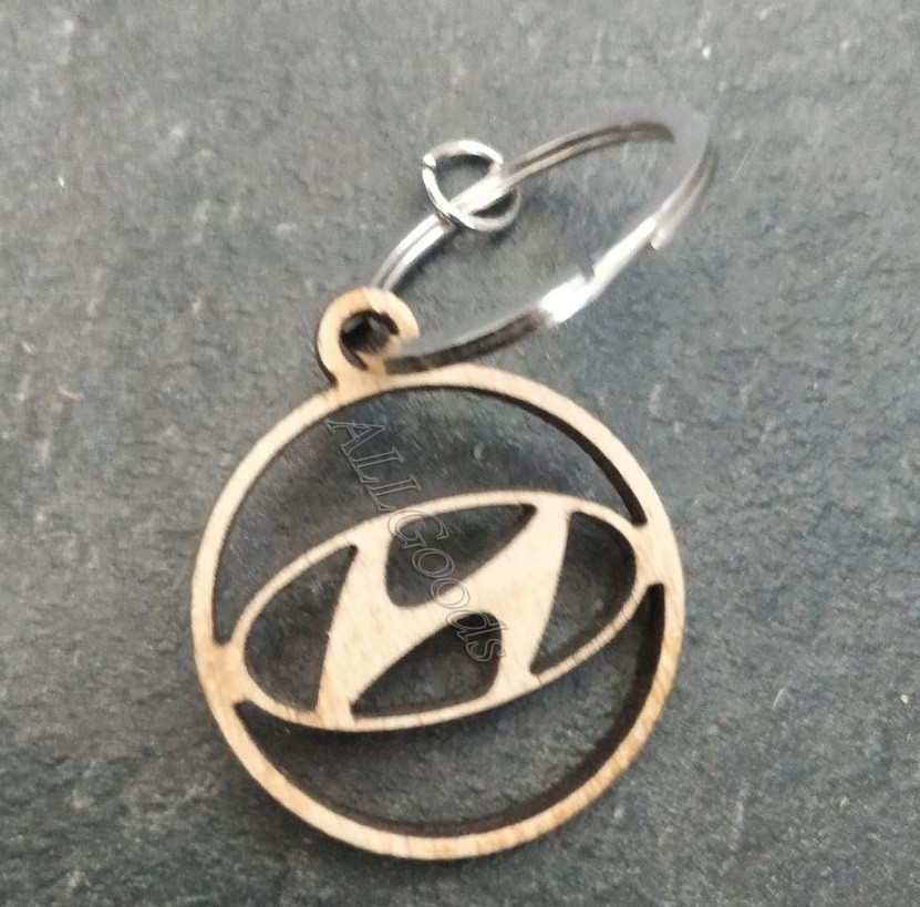 Брелок для ключів дерев'яний Hyundai, фото 1