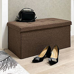 Пуф подвійний текстильний для зберігання речей (коричневий) 760х380х380 мм80х380 мм