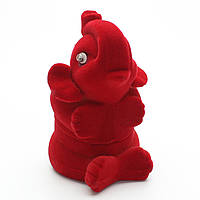 Футляр слоник круглий червоний оксамит для ювелірних виробів під кільце або прикраси розмір 8Х5Х5 см