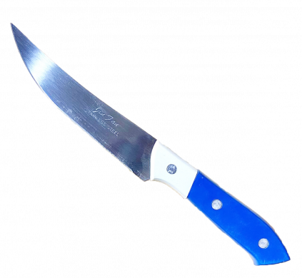 Кухонний ніж з синьо-білою ручкою