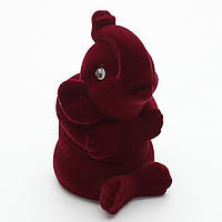 Футляр слоник круглий бордовий оксамит для ювелірних виробів під кільце або прикраси розмір 8Х5Х5 см