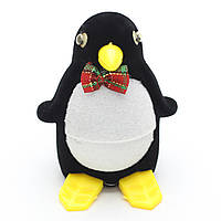 Футляр пінгвін чорно-білий оксамит для ювелірних виробів під кільце або прикраси розмір 6Х5Х5 см