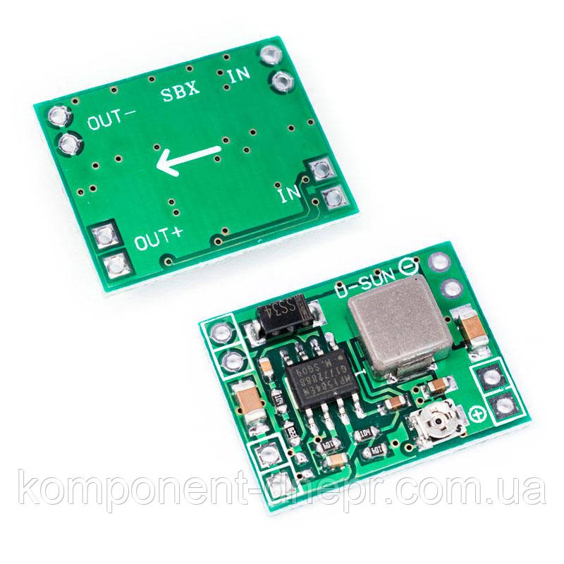 Модуль MP1584 DC-DC перетворювач знижувальний Uin: 4.5-28V, Uout:0.8-20V, Iout: 3A