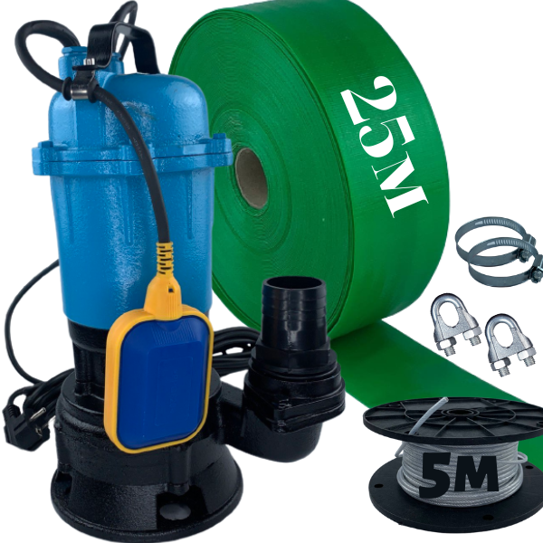 Фекальний насос ВДМТ WQD 1,3 кВт з подрібнювачем+У ПОДАРУНОК шланг/рукав 25м+трос,хомути,затискачі