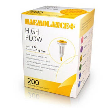 Ланцет Haemolance Plus High flow, з круглою кнопкою, 18G, 200 шт, 8963