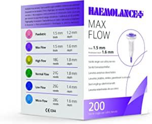 Ланцет Haemolance Plus MAX FLOW, з круглою кнопкою, лезо 1,5 мм, 200 шт, 8964