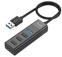 HUB адаптатор HOCO USB Easy mix HB25 USB3.0, 3USB2.0, чорний